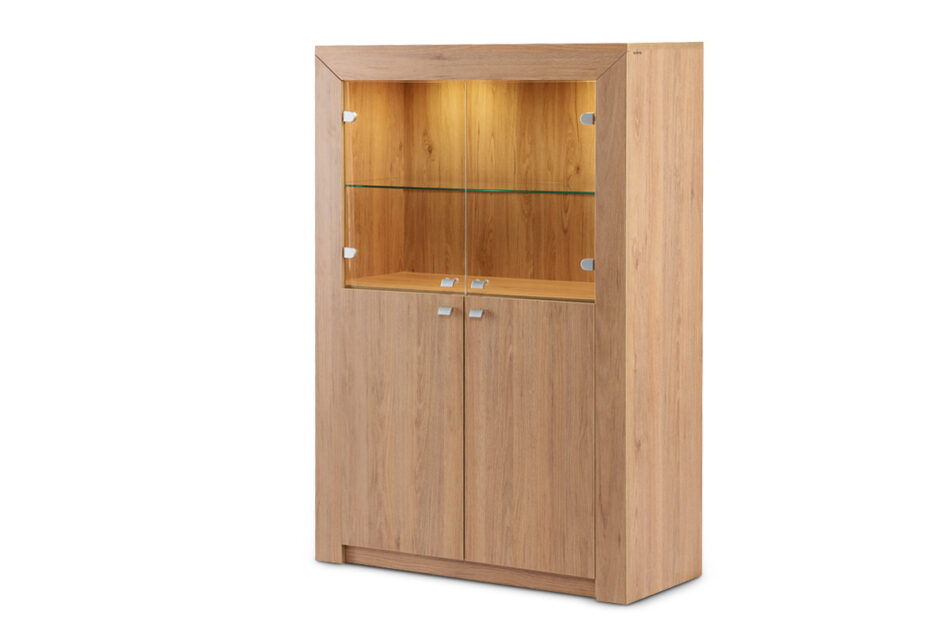 CALDO Gerade Kommode mit Vitrine 107 cm Eiche natur eiche natur - Foto 1