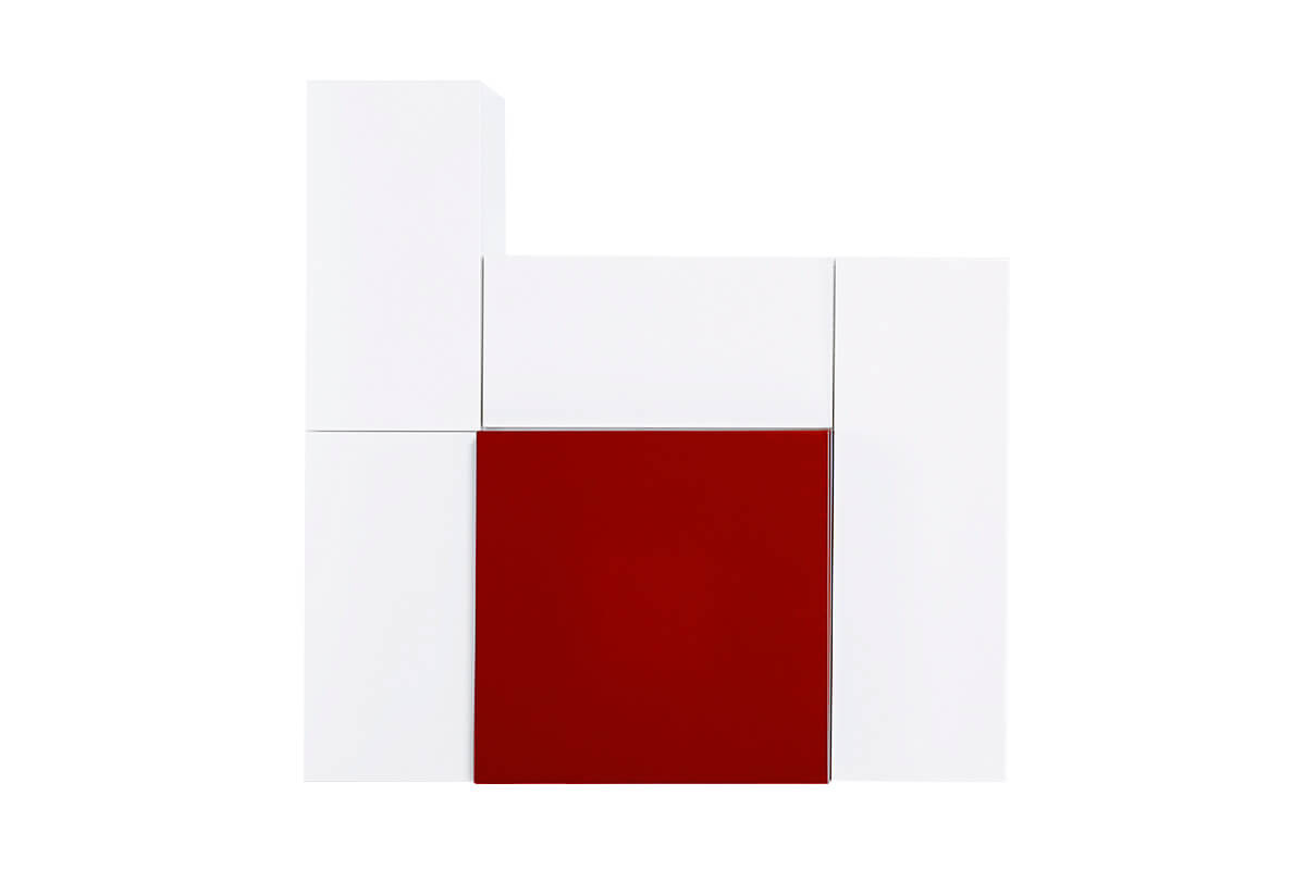 Moderne Schrankwand weiß / rot