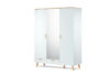 FRISK Weißer Kleiderschrank mit Spiegel im skandinavischen Stil weiß / eiche natur - Foto 3