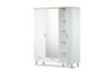 FRISK Weißer Kleiderschrank mit Spiegel im skandinavischen Stil weiß / eiche natur - Foto 6