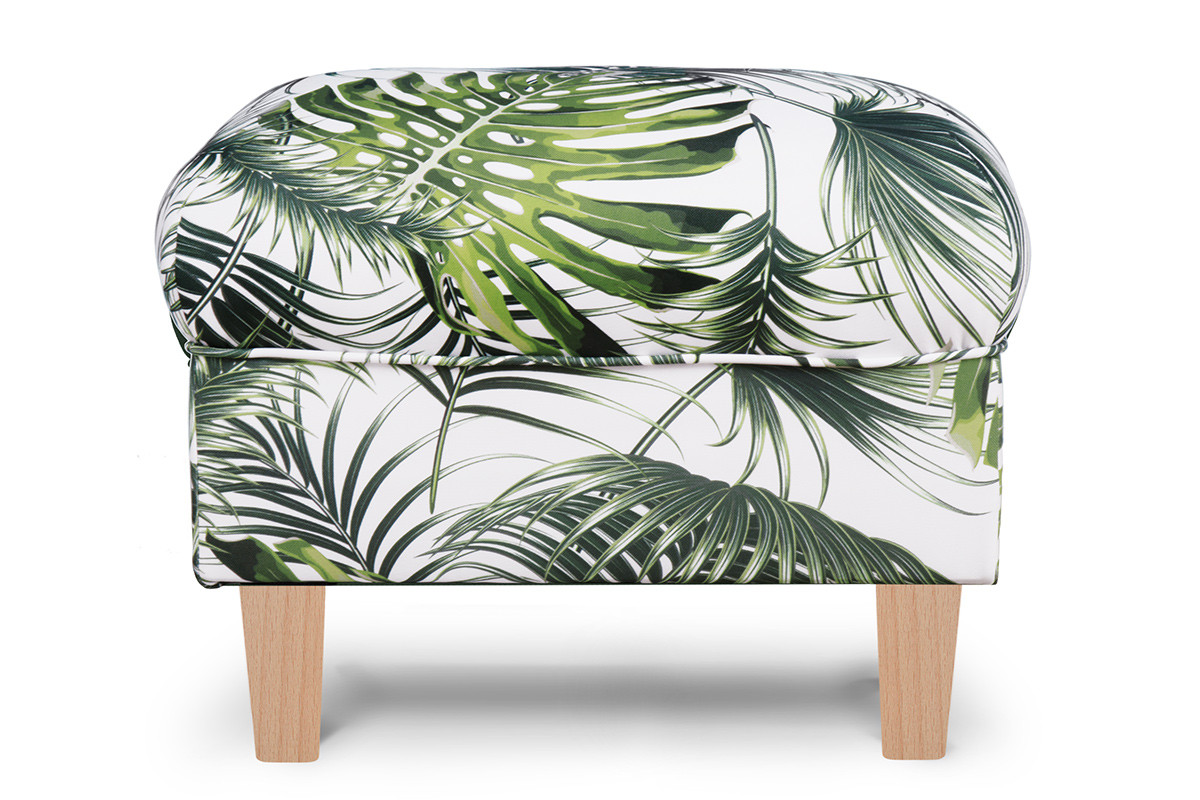 Fußhocker Monstera mit Holzbeinen