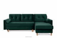 Velours Ecksofa für das Wohnzimmer rechts oder links in Flaschengrün