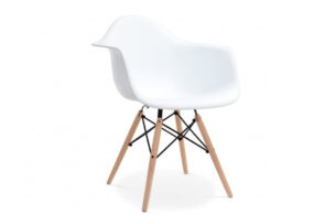 NEREA, https://konsimo.de/kollektion/nerea/ Skandinavischer weißer Stuhl mit Armlehnen biały - Foto