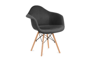 NEREA, https://konsimo.de/kollektion/nerea/ Dunkelgrauer samtiger Stuhl mit Armlehnen im skandinavischen Stil dunkelgrau - Foto