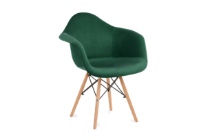 NEREA, https://konsimo.de/kollektion/nerea/ Grüner samtiger Stuhl mit Armlehnen im skandinavischen Stil dunkelgrün - Foto
