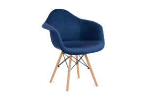 NEREA, https://konsimo.de/kollektion/nerea/ Marineblauer samtiger Stuhl mit Armlehnen im skandinavischen Stil marineblau - Foto