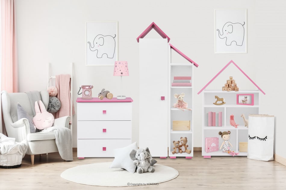 PABIS Bücherregal für ein Mädchen weiß weiß/rosa - Foto 6