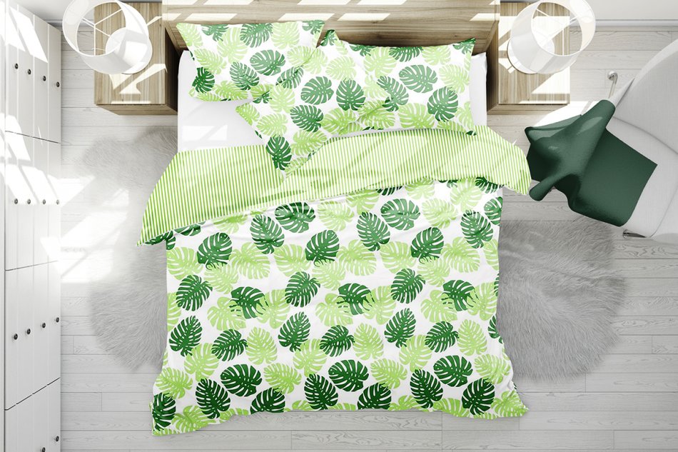 VIRIDIS Bettwäscheset 160x200 weiß/grün - Foto 1