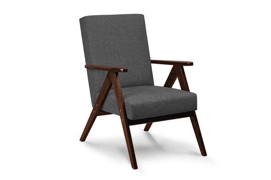 NASET Zeitloses Design grauer Sessel grau/dunkle walnuss - Foto 2