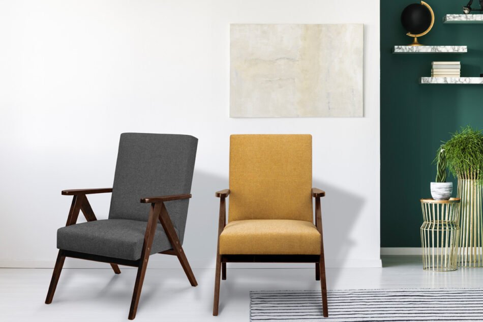 NASET Zeitloses Design grauer Sessel grau/dunkle walnuss - Foto 1