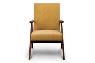 NASET, https://konsimo.de/kollektion/naset/ Zeitloses Design gelber Sessel gelb/dunkle walnuss - Foto