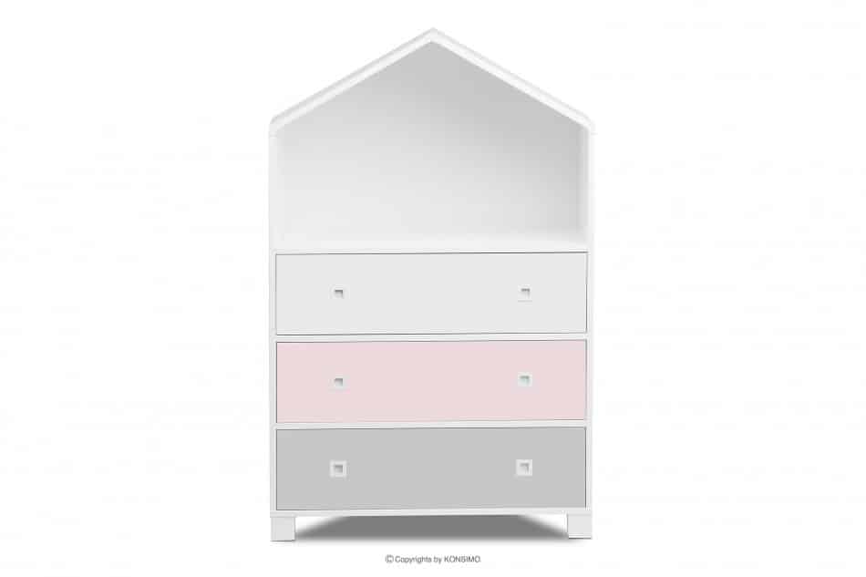 MIRUM Kommode im rosa Häuschen-Stil für Mädchen weiß/rosa/grau - Foto 0