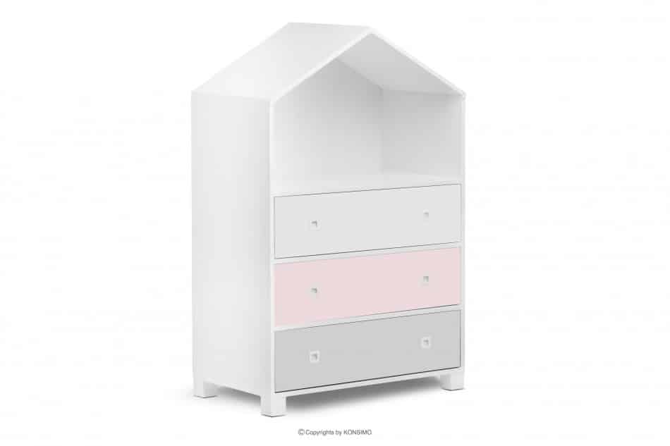 MIRUM Kommode im rosa Häuschen-Stil für Mädchen weiß/rosa/grau - Foto 2