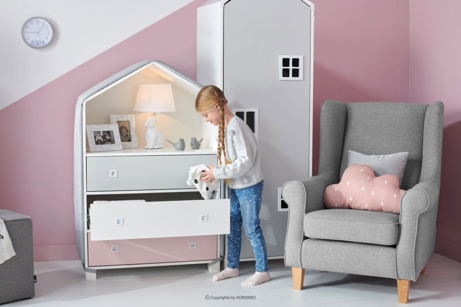 MIRUM Mädchenhaus-Möbel-Set rosa 6 Elemente weiß/grau/rosa - Foto 20