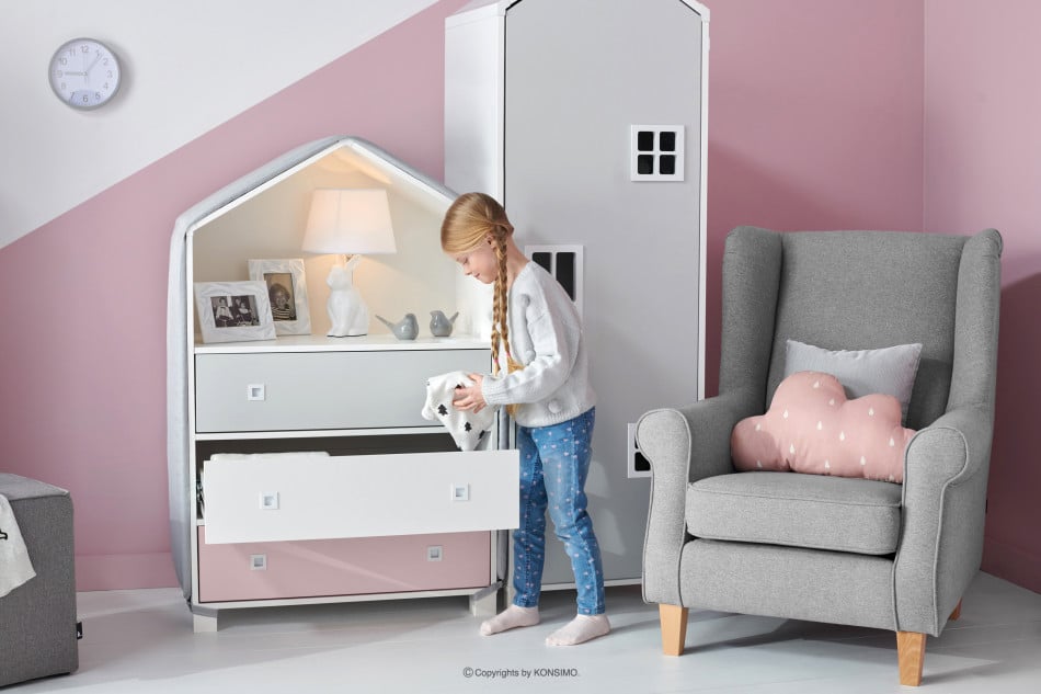 MIRUM Mädchen-Ferienhaus-Möbel-Set rosa 6 Elemente weiß/grau/rosa - Foto 20