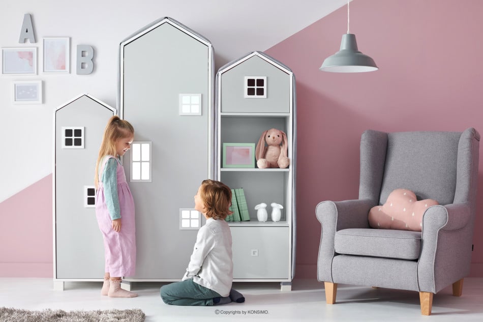 MIRUM Kinderhäuschen-Möbel-Set grau 6-teilig weiß/grau - Foto 19