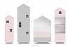 MIRUM Möbelset Mädchenhäuser rosa 4 Elemente weiß/grau/rosa - Foto 1