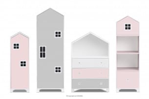 MIRUM, https://konsimo.de/kollektion/mirum/ Möbelset Mädchenhäuser rosa 4 Elemente weiß/grau/rosa - Foto