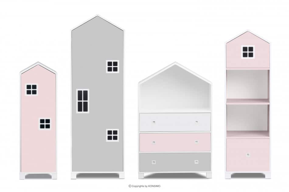 MIRUM Möbelset Mädchenhäuser rosa 4 Elemente weiß/grau/rosa - Foto 0