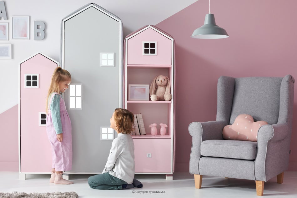 MIRUM Möbelset Mädchenhäuser rosa 4 Elemente weiß/grau/rosa - Foto 15