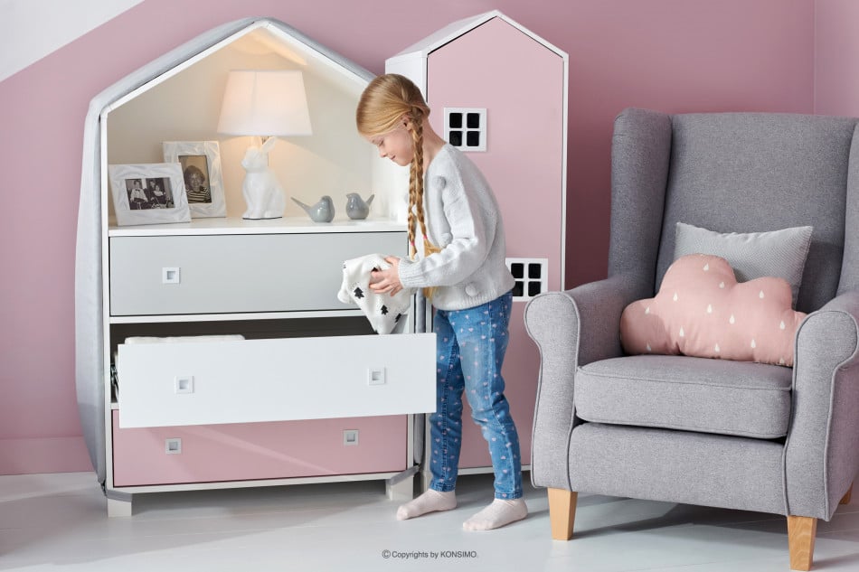 MIRUM Möbelset für Mädchen im Landhausstil rosa 3 Elemente weiß/rosa/grau - Foto 11
