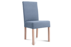 GAROS, https://konsimo.de/kollektion/garos/ Holz Esszimmerstuhl mit blauer Flechtstoffpolsterung blau/buche - Foto