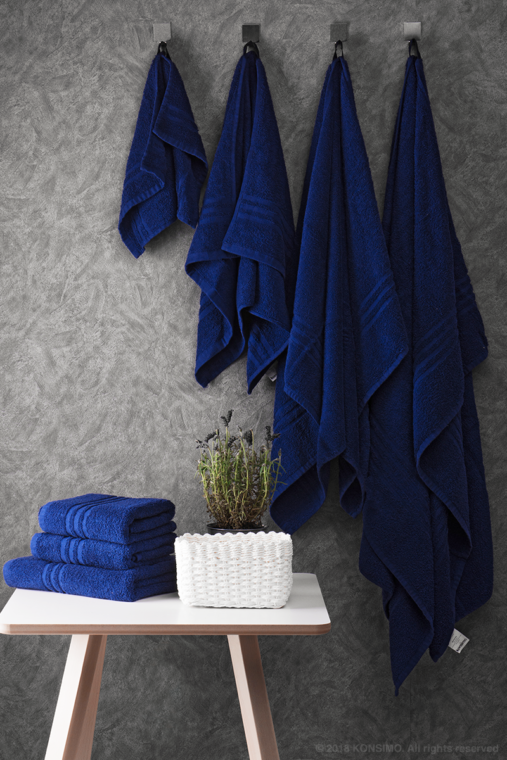 MANTEL Set mit 4 mittelgroßen Handtüchern marineblau - Foto 11