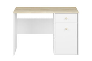 BUBO, https://konsimo.de/kollektion/bubo/ Weißer Schreibtisch mit Schubladen weiß/buchenholz - Foto