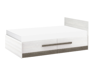 SARPA, https://konsimo.de/kollektion/sarpa/ Einfaches Doppelbett mit Gestell 120 x 200 cm weiß / braun weiß/braun - Foto