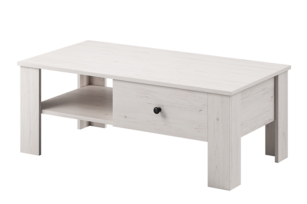 Minimalistischer Couchtisch Holzmuster weiß