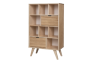 Asymmetrisches Bücherregal im skandinavischen Stil natur
