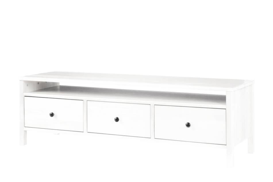 CUCULI TV-Schrank aus Kiefernholz mit Einlegeböde und Schubladen 140 cm weiß weiß - Foto 0