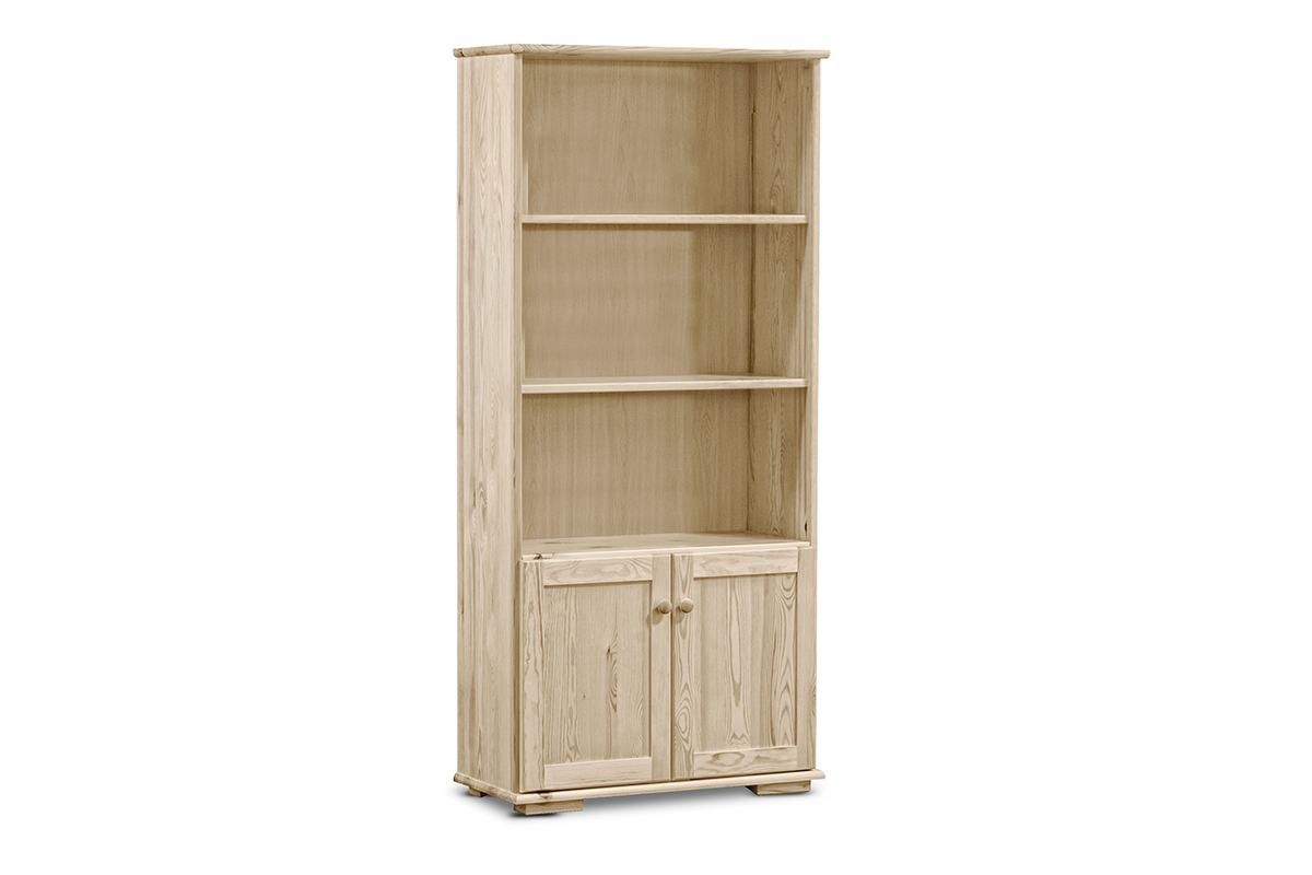 Bücherregal mit Einlegeböden und Schrank aus Kiefer