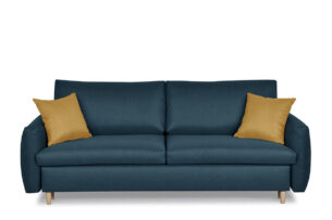 TUBI, https://konsimo.de/kollektion/tubi/ 3-Sitzer-Sofa mit zusätzlichen gelben Kissen dunkelblau marineblau/gelb - Foto