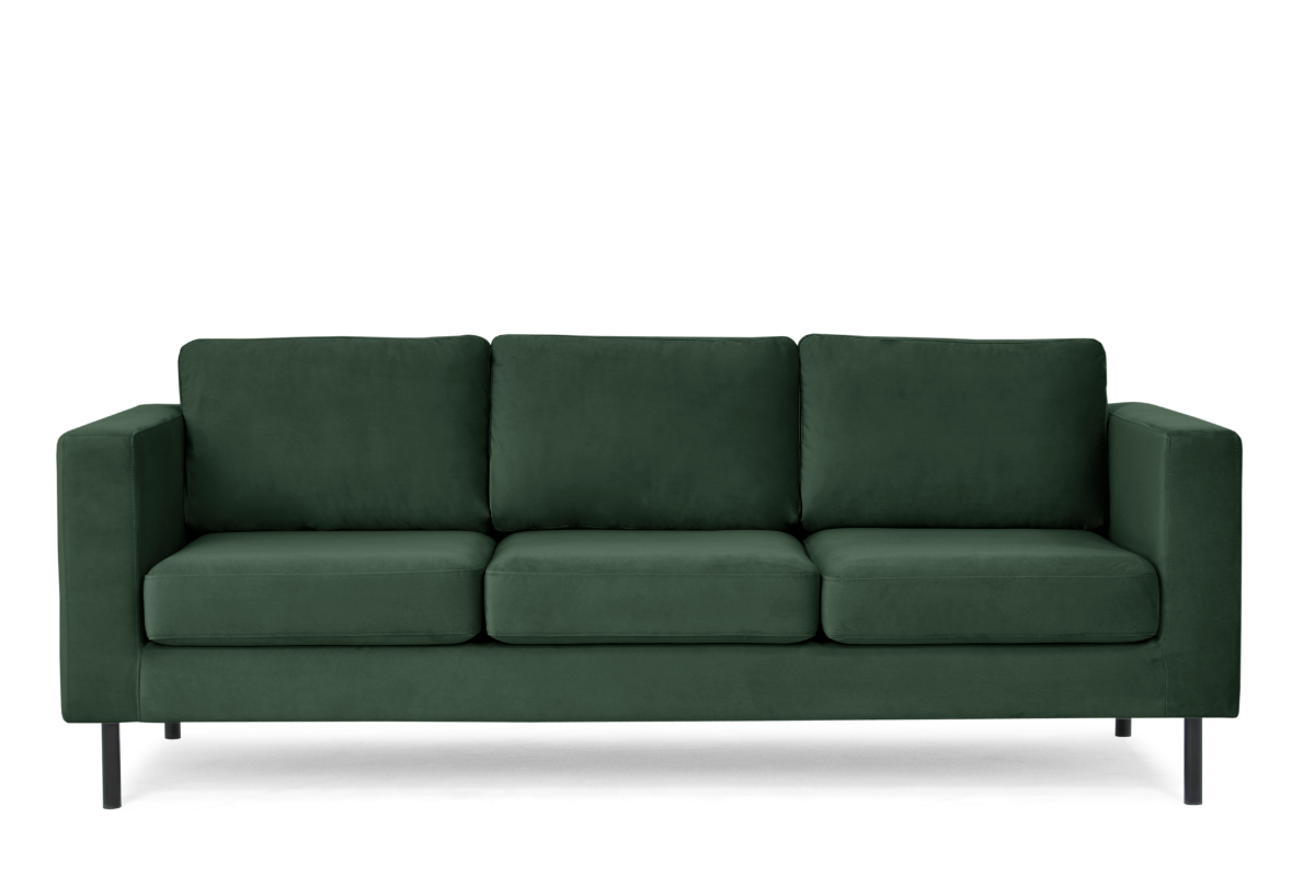 Velours 3-Sitzer Sofa auf Metallbeinen flaschengrün