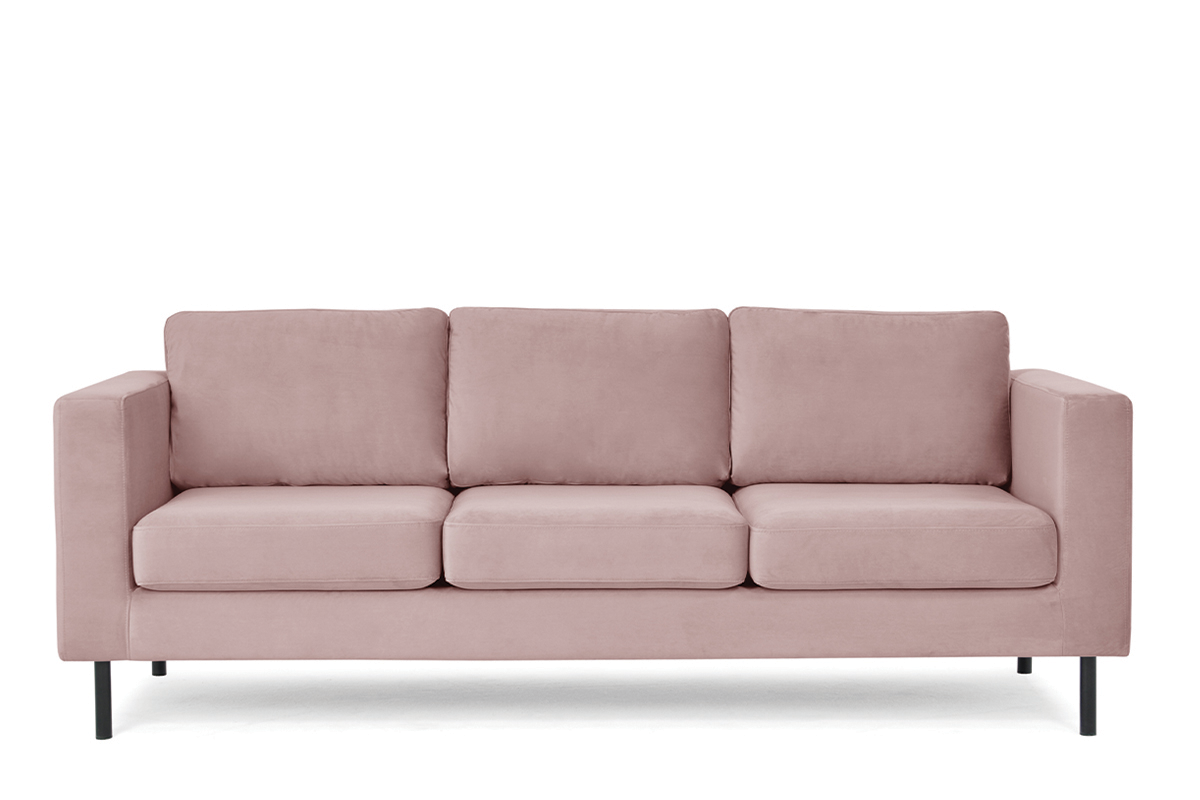 Velours 3-Sitzer Sofa auf Metallbeinen rosa