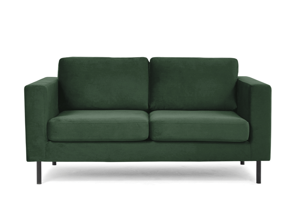 2-Sitzer-Sofa aus Samt mit Metallfüßen in flaschengrün