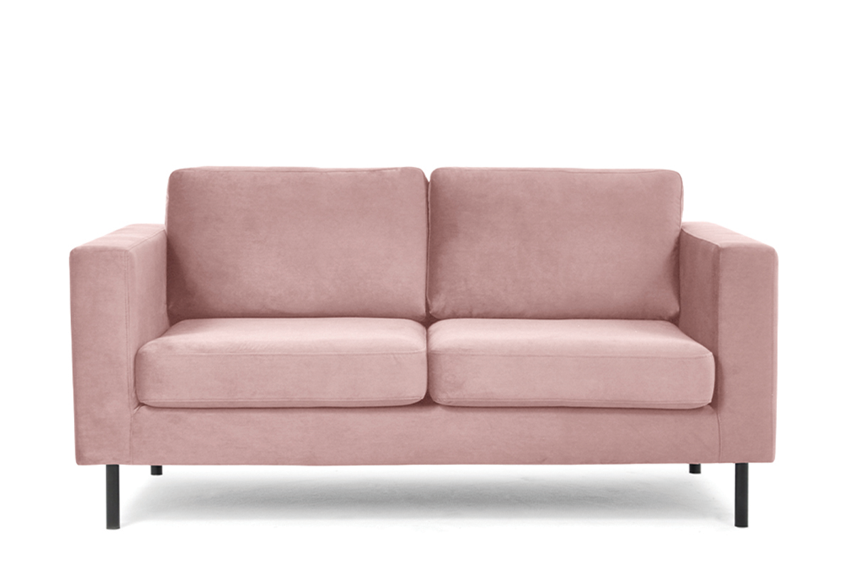 2-Sitzer-Sofa aus Velours mit Metallfüßen in rosa