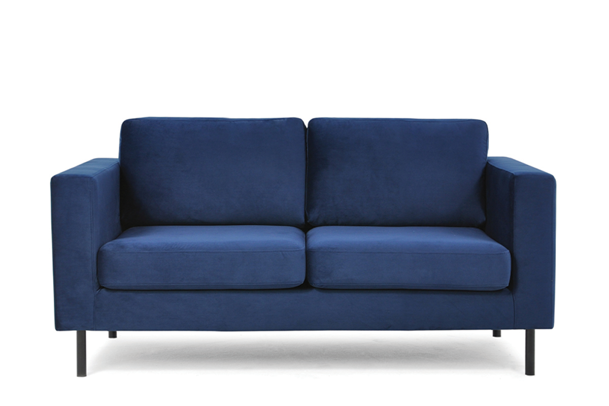 2-Sitzer-Sofa aus Velours mit Metallfüßen in marineblau