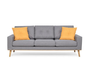 ZAPPO, https://konsimo.de/kollektion/zappo/ 3-Sitzer-Sofa mit Holzbeinen grau grau/gelb - Foto