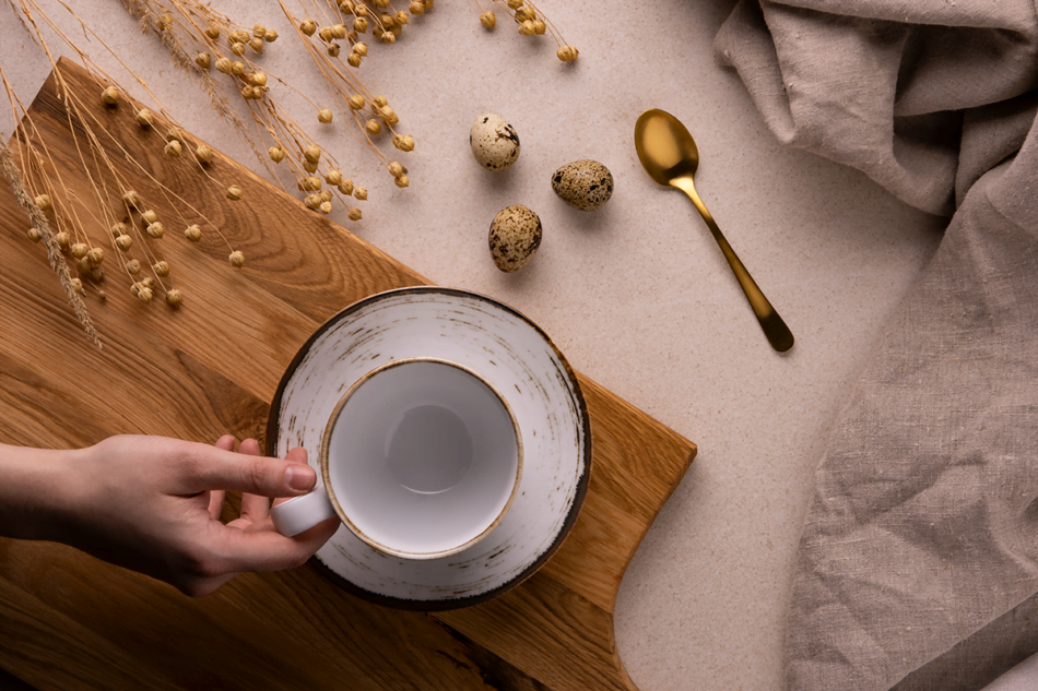 ALUMINA Tasse mit Untertasse nostalgie weiß - Foto 1