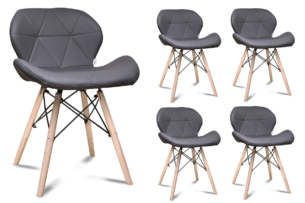 TRIGO, https://konsimo.de/kollektion/trigo/ 4er Set skandinavische Stühle Öko-Leder grau grau - Foto