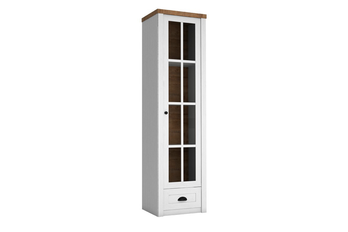 Schmale Vitrine im provenzalischen Stil weiß