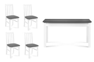 QUATUS, CENARE, https://konsimo.de/kollektion/quatus-cenare/ Satz Stühle 4 tlg. + Tisch weiß/dunkelgrau| weiß/grau - Foto