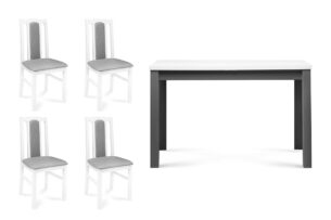 CIBUS, SILVA, https://konsimo.de/kollektion/cibus-silva/ Klappbarer Esstisch mit 4 Stühlen weiß weiß/hellgrau/grau/weiß - Foto