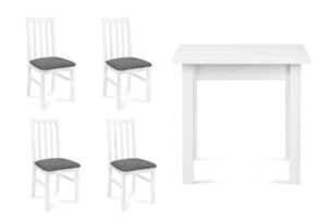 QUATUS, SALUTO, https://konsimo.de/kollektion/quatus-saluto/ Satz Stühle 4 tlg.  + Tisch weiß/dunkelgrau - Foto