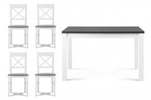 SILVA, https://konsimo.de/kollektion/silva/ Satz Stühle 4 -teilig. + Tisch weiß/hellgrau - Foto