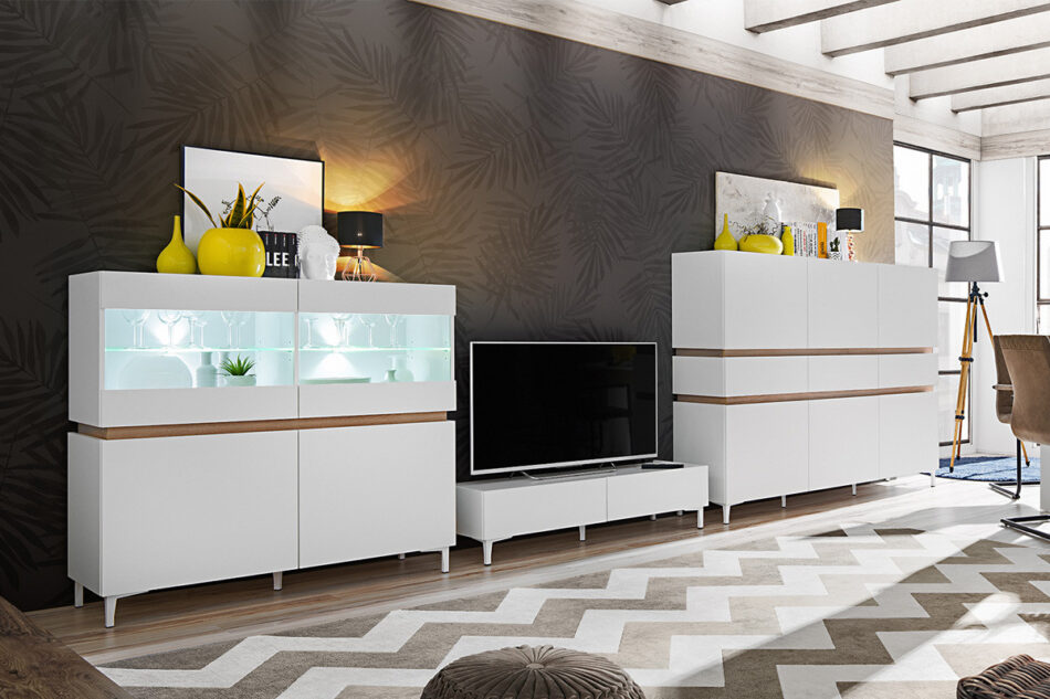 CASATI Großer TV-Schrank mit Beinen weiß weiß/eiche - Foto 1