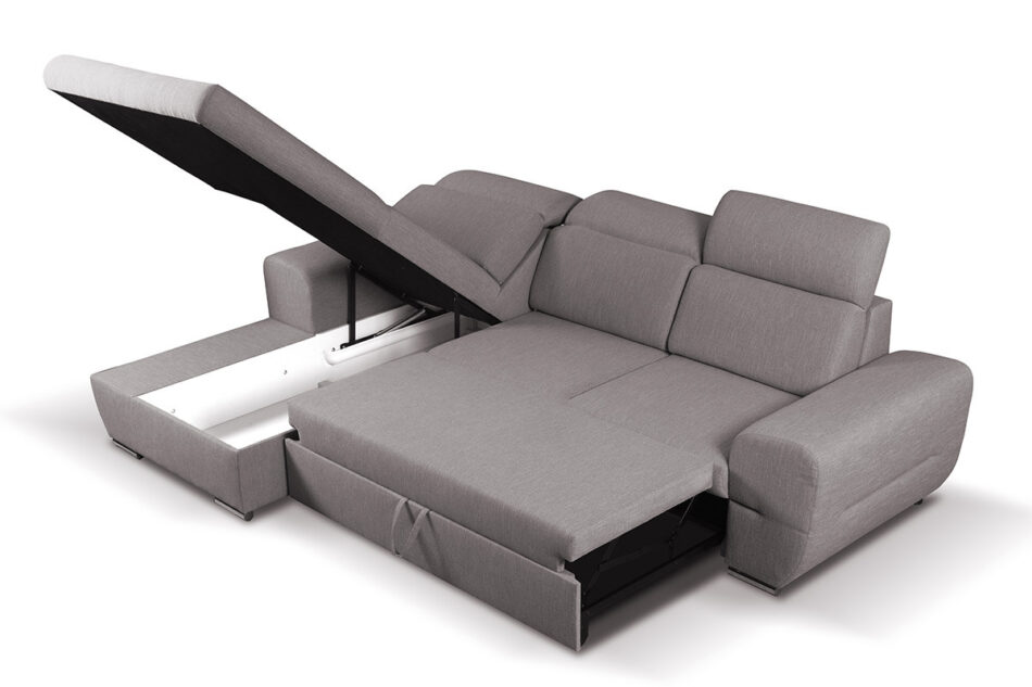 EDRES Linkes Ecksofa mit Schlaffunktion mit beweglichen Kopfstützen grau grau - Foto 4