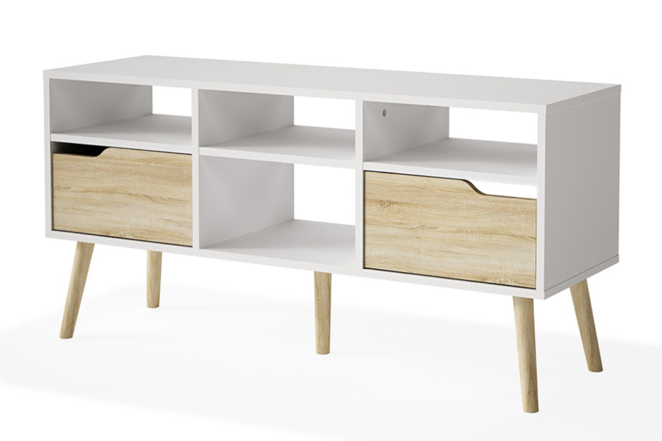 FUNDO TV-Schrank auf Füßen mattweiß/ sonoma eiche - Foto 0